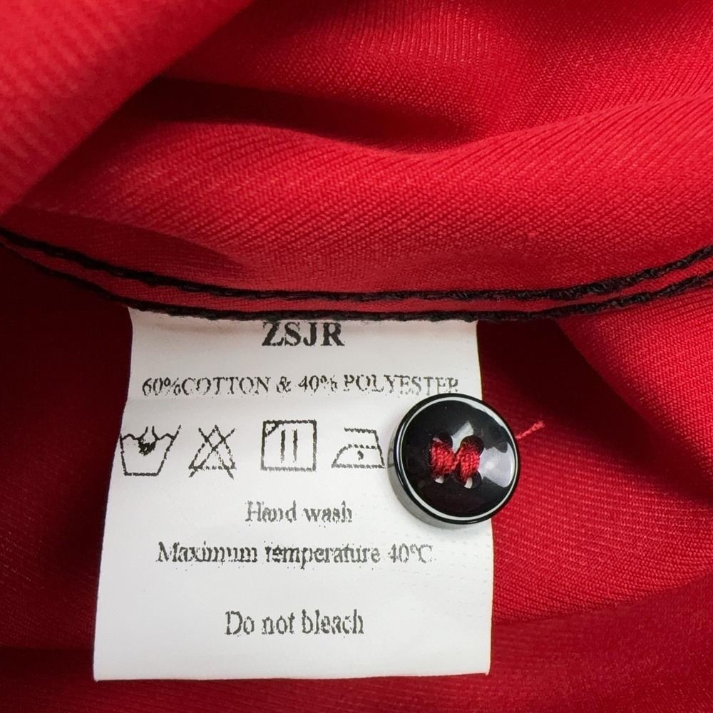 ZSJR Shirt Mens XL Red Black Western Long Sleeve Button Front Cow Skull Yoke - Picture 8 of 10